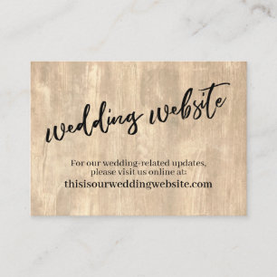 Carte D'accompagnement Site Web de Mariage en Bois Rustique et Écriture M