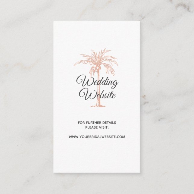 Carte D'accompagnement Site Web de Mariage en Marbre Rose Gold Copper Pal (Devant)