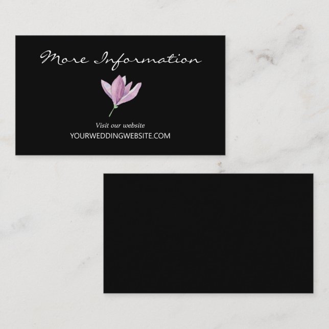 Carte D'accompagnement Site Web de Mariage Fleurie Violet Noir (Devant / Derrière)
