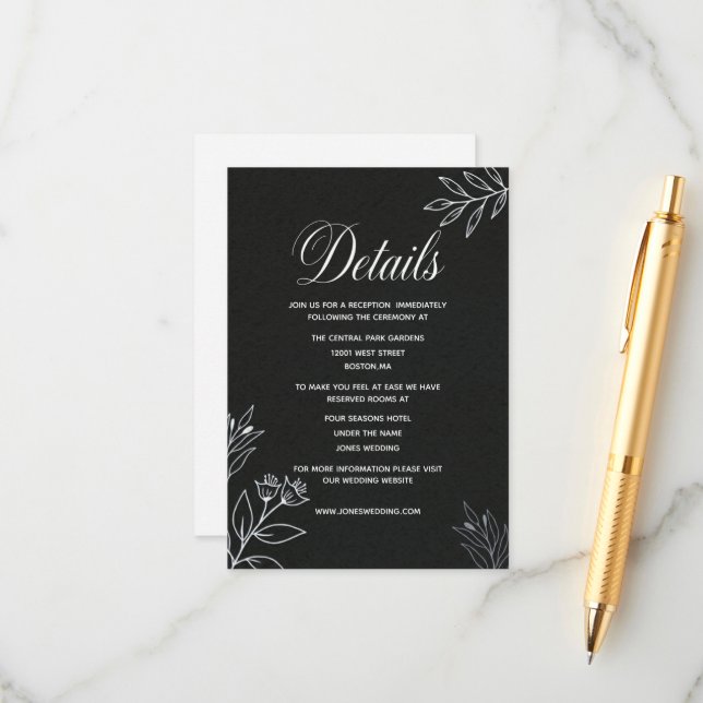 Carte D'accompagnement site web de mariage minimal simple classique (Devant/Arrière en situation)