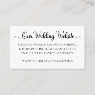 Carte D'accompagnement Site Web de Mariage Minimaliste & Carton d'Informa