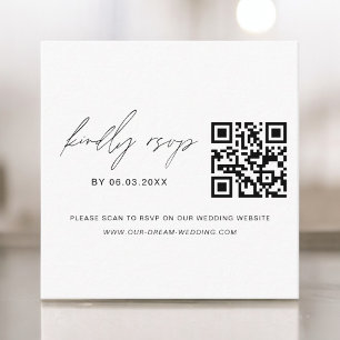 Carte D'accompagnement Site Web de Mariage Minimaliste Code QR RSVP