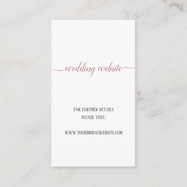 Carte D'accompagnement Site Web de Mariage Moderne à l'Ecriture Rose Gold (Devant)