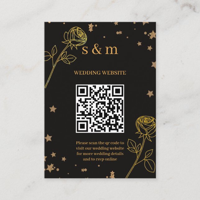 Carte D'accompagnement Site Web de Mariage Moderne avec Code QR et Feuill (Devant)