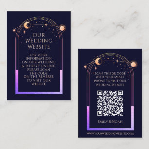 Carte D'accompagnement Site Web de Mariage mystique Rainbow Blue RSVP QR