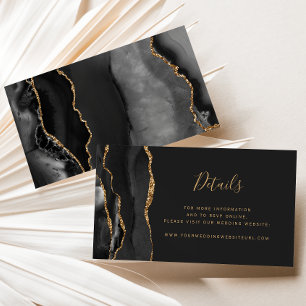 Carte D'accompagnement Site Web de Mariage Noir de Budget Agate Or Sombre