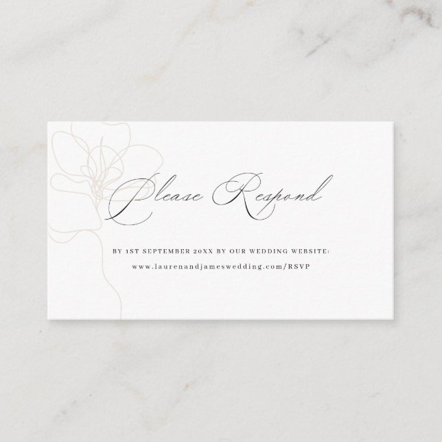 Carte D'accompagnement Site Web de Mariage Rose illustré RSVP (Devant)