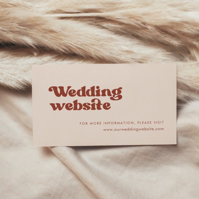 Carte D'accompagnement Site Web de mariage rose pêche rétro élégant (Créateur téléchargé)
