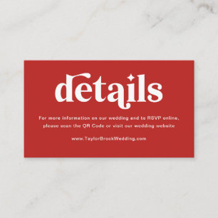 Carte D'accompagnement Site Web de Mariage Rose Rouge