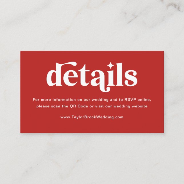 Carte D'accompagnement Site Web de Mariage Rose Rouge  (Devant)
