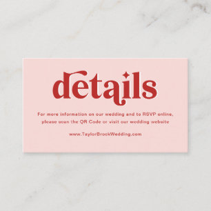 Carte D'accompagnement Site Web de Mariage Rouge et Rose
