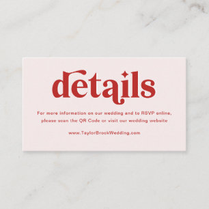 Carte D'accompagnement Site Web de Mariage Rouge et Rose Clair