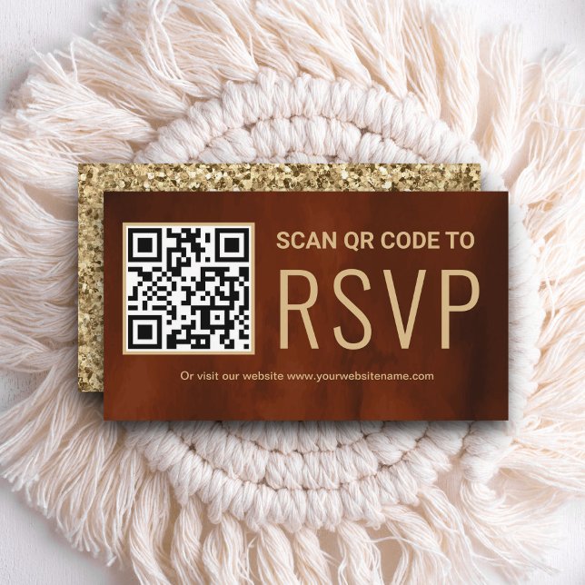Carte D'accompagnement Site Web de mariage RSVP Code QR Terracotta en lig (Créateur téléchargé)