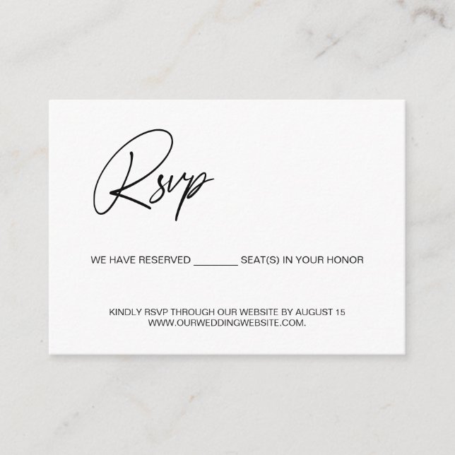 Carte D'accompagnement Site web de mariage simple avec sièges réservés en (Devant)