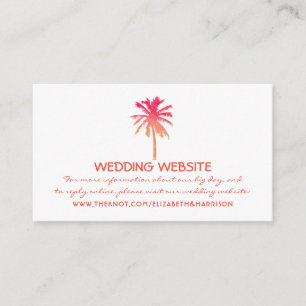 Carte D'accompagnement Site Web de mariage tropical Sunset Palm Tree Beac
