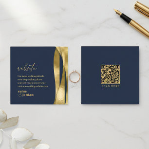 Carte D'accompagnement Site Web de Mariage Vagues Sculpturales Navy Or ID