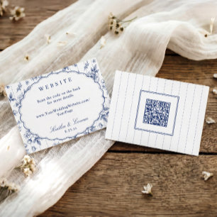 Carte D'accompagnement Site Web de Mariage Vintage Bleu Marine Floral Fra