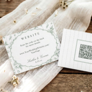Carte D'accompagnement Site Web de Mariage Vintage Floral Français Vert S