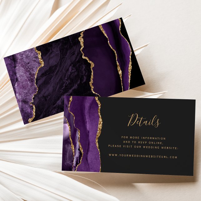 Carte D'accompagnement Site Web de Mariage Violet Agate Doré Budget Sombr (Créateur téléchargé)