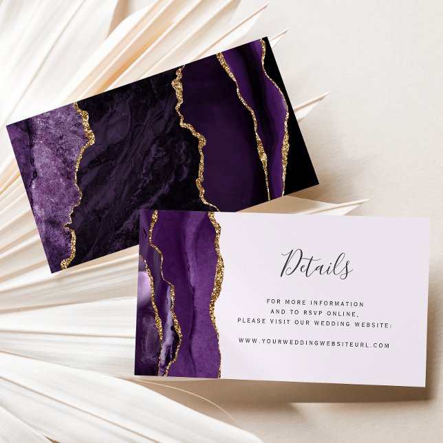 Carte D'accompagnement Site Web de Mariage Violet Agate Or Budget Lavande (Créateur téléchargé)