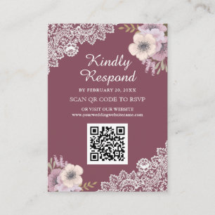 Carte D'accompagnement Site Web de Réponse de Mariage avec Code QR Broder