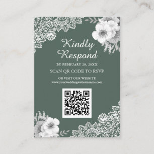 Carte D'accompagnement Site Web de Réponse Mariage Code QR Broderie Flora