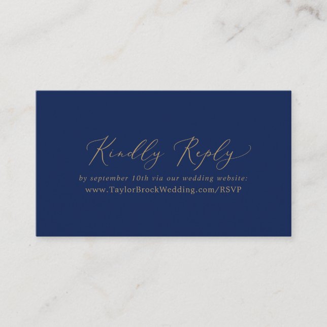 Carte D'accompagnement Site Web Delicy Gold and Navy Mariage RSVP (Devant)