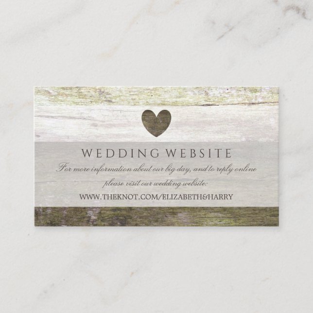 Carte D'accompagnement Site Web du Mariage Country Wood Heart (Devant)