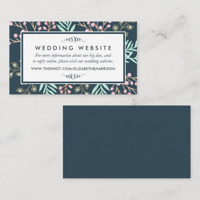 Carte D'accompagnement Site Web du Mariage de Berry Botanique Whimsical I (Devant / Derrière)