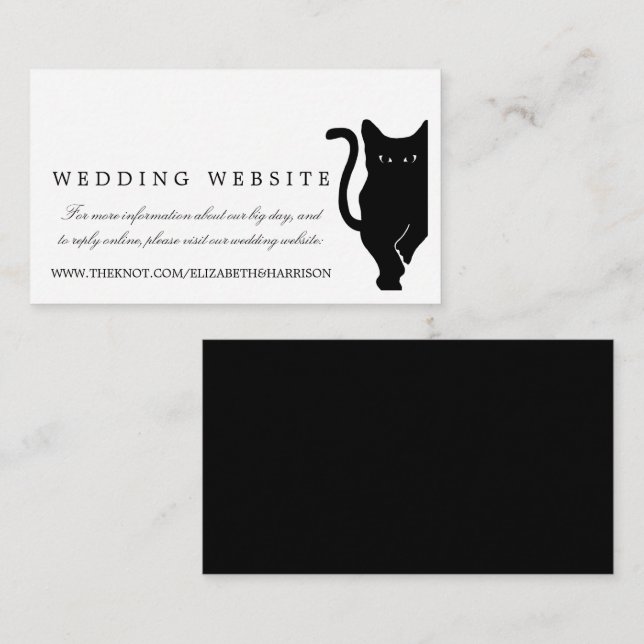Carte D'accompagnement Site Web du Mariage de chats noirs Whimsical Moder (Devant / Derrière)