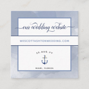 Carte D'accompagnement Site Web du Mariage de l'événement #Nautical Blue