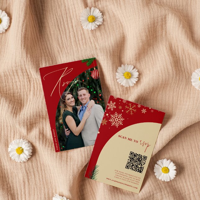 Carte D'accompagnement Site Web du Mariage de photos de Noël | RSVP QR Co (Créateur téléchargé)