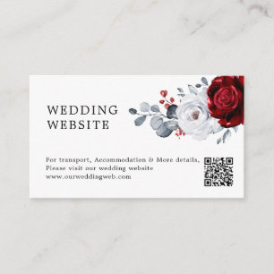 Carte D'accompagnement Site Web du Mariage Royal Red White Silver Boho