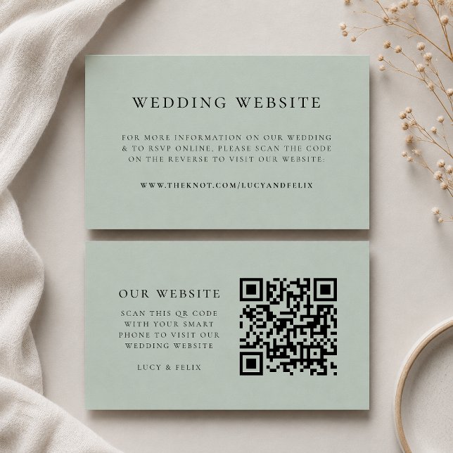 Carte D'accompagnement Site web | Elegant Chic RSVP QR Code (Direct guests seamlessly to your wedding website using this smart scannable enclosure card)