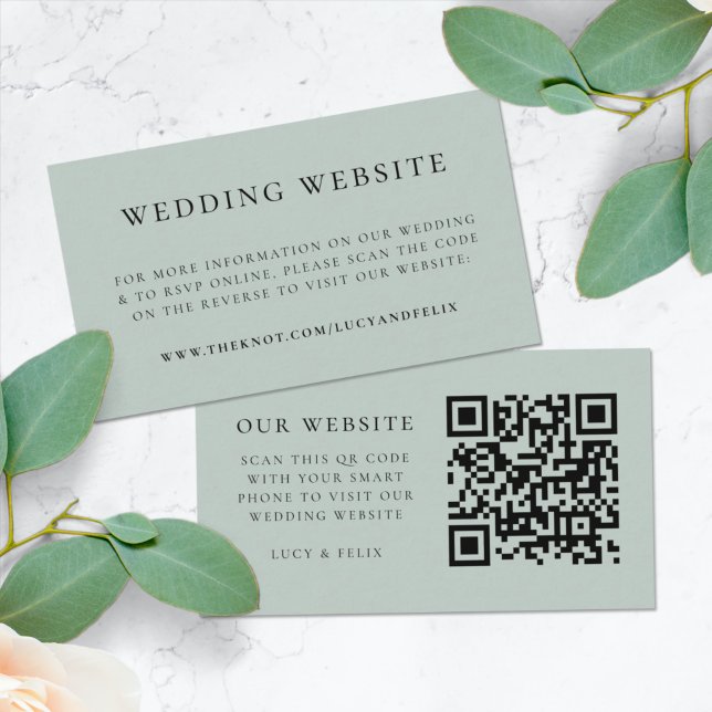 Carte D'accompagnement Site web | Elegant Chic RSVP QR Code (Direct guests seamlessly to your wedding website using this smart scannable enclosure card)