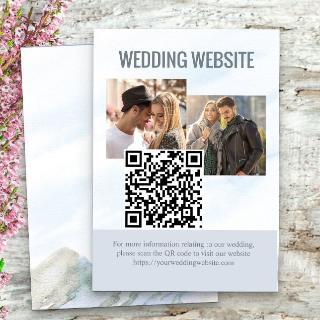 Carte D'accompagnement Site Web mariage 2 Photo QR Code Mountain Meadow (Wedding Website insert card with custom QR code and 2 photos from my Mountain Meadow collection)