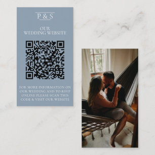 Carte D'accompagnement Site Web Mariage bleu Dusty QR Code Photo Rsvp