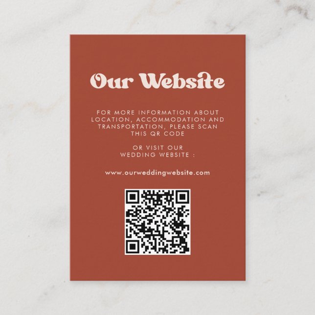 Carte D'accompagnement Site Web mariage de code de code de Terracotta (Devant)