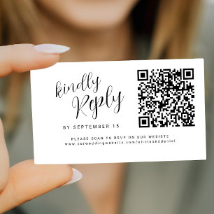 Carte D'accompagnement Site web mariage de code QR simple en ligne RSVP