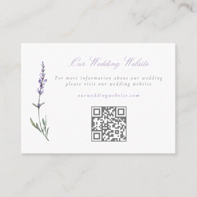 Carte D'accompagnement Site Web Mariage de la lavande aquarelle Code QR (Devant)