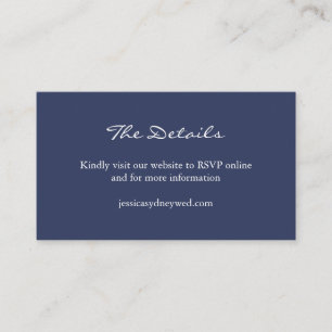 Carte D'accompagnement Site Web Mariage de script bleu minimaliste de la