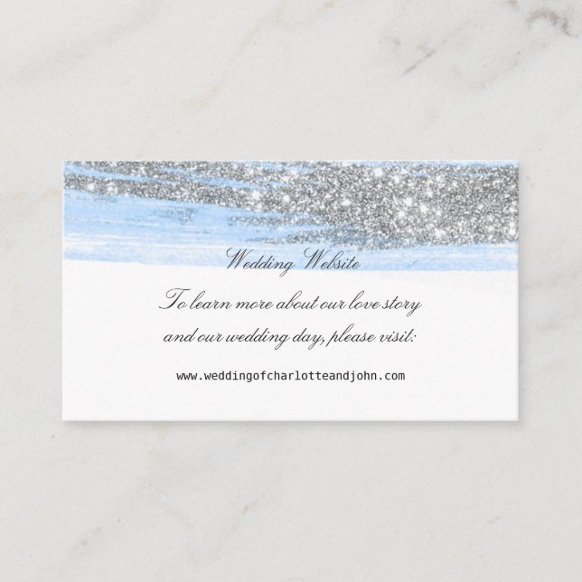 Carte D'accompagnement Site Web Mariage de script Delicte Silver Blue Gli (Devant)