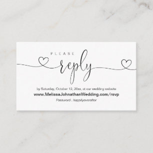 Carte D'accompagnement Site web Mariage en ligne RSVP, calligraphie moder