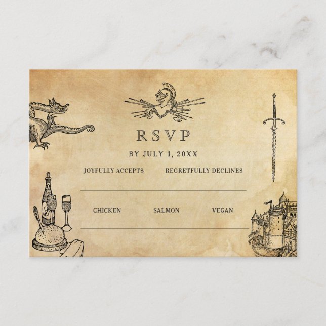 Carte D'accompagnement Site Web Mariage médiéval Mariage | Cod RSVP QR (Devant)