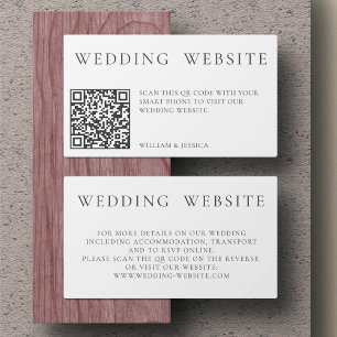 Carte D'accompagnement Site Web Mariage minimaliste avec code QR RSVP
