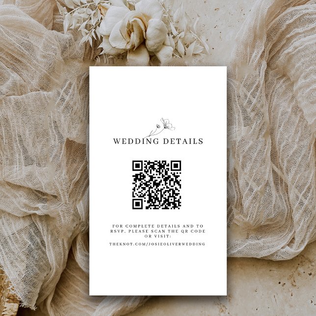 Carte D'accompagnement Site Web Mariage noir et blanc Code QR (Créateur téléchargé)