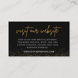Carte D'accompagnement Site web Mariage noir et or RSVP QR Code