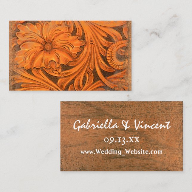 Carte D'accompagnement Site Web Mariage occidental de pays de fleurs rust (Devant / Derrière)