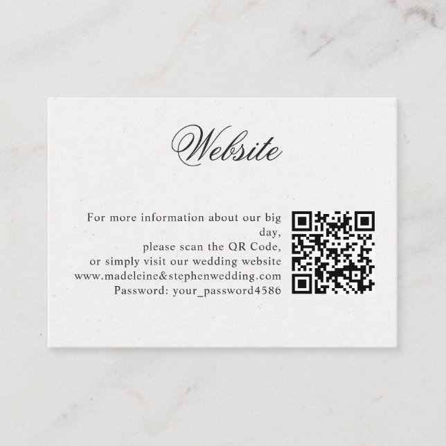 Carte D'accompagnement Site web mariage simple et minimal en ligne RSVP Q (Devant)