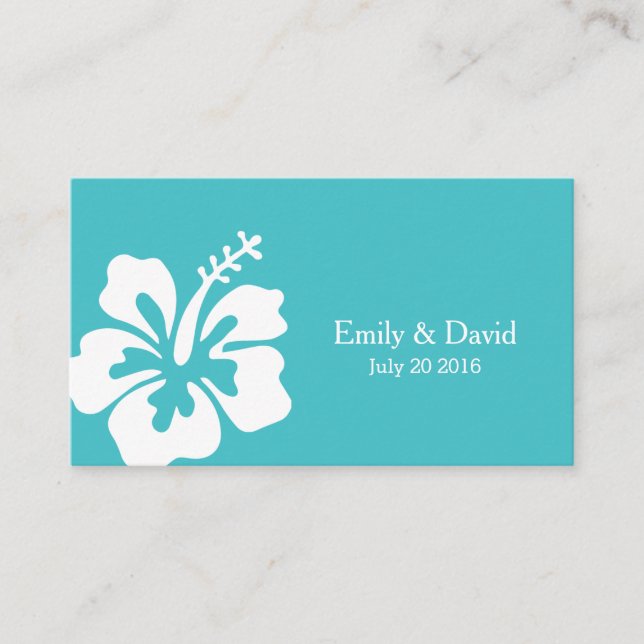 Carte D'accompagnement Site Web Mariage simple Hibiscus Turquoise Inserti (Devant)